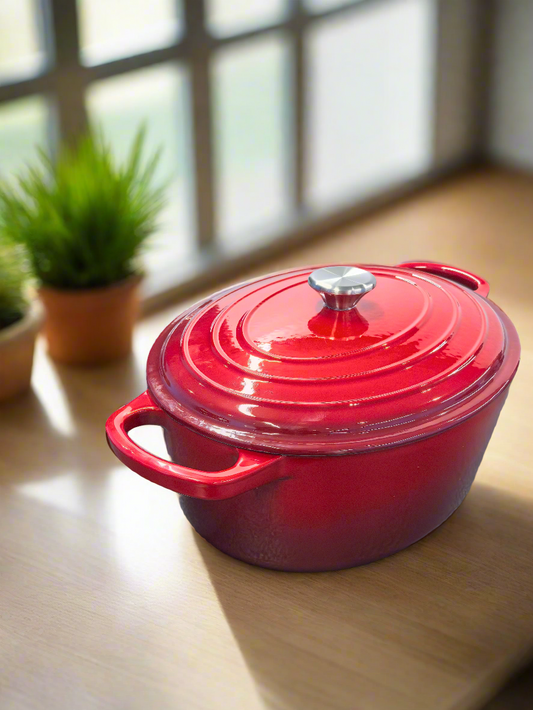 Oval cast iron pot