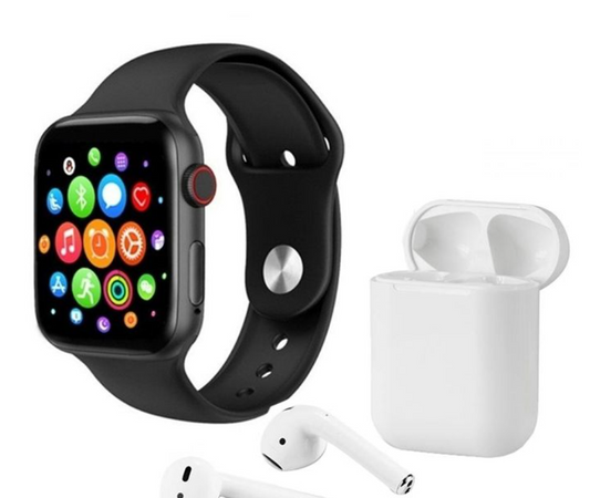 Smart Watch 8 DM01 FocusFit Wireless Bluetooth Ear Pods - Black and White